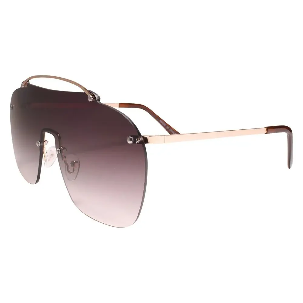 Oversized Rimless Gray Aviator Sunglasses